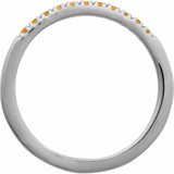 Side view of slim white gold ring featuring citrine birthstones in a stacking design variant--14K-white-gold