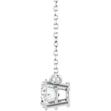 side view White sapphire necklace celebrating April birthstone in gold variant--14K-rose-gold variant--14K-white-gold variant--14K-yellow-gold variant--Sterling-silver