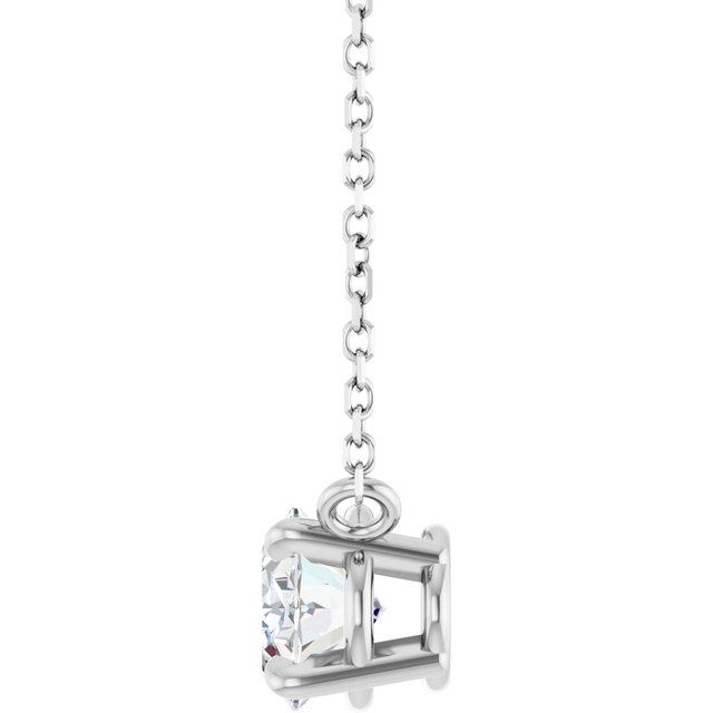side view White sapphire necklace celebrating April birthstone in gold
