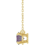 Side view June birthstone alexandrite necklace in 14K recycled gold