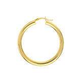 4mm gold tube hoop earrings 40mm in 14K yellow gold, side view variant--14K-yellow-gold variant--40mm