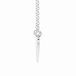 Side view Silver engraved heart necklace worn on 16–18in adjustable chain