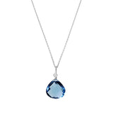 Handcrafted London blue topaz necklace with bright silver finish variant--Sterling-silver variant--London-Topaz