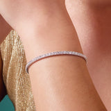 slip-on lab-grown diamond bangle in 14K white gold, show on model