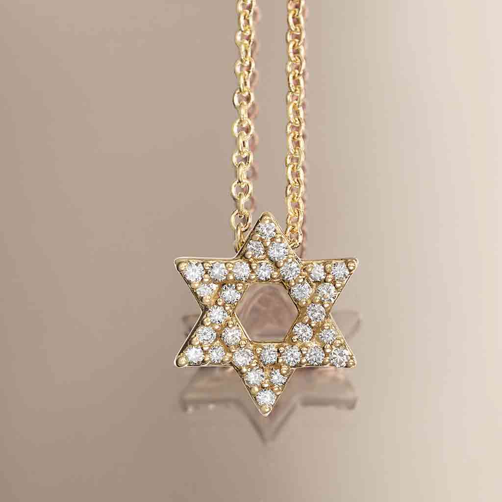 Diamond Star of David pendant on adjustable cable chain
