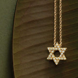 14K gold diamond Star of David necklace with natural diamonds