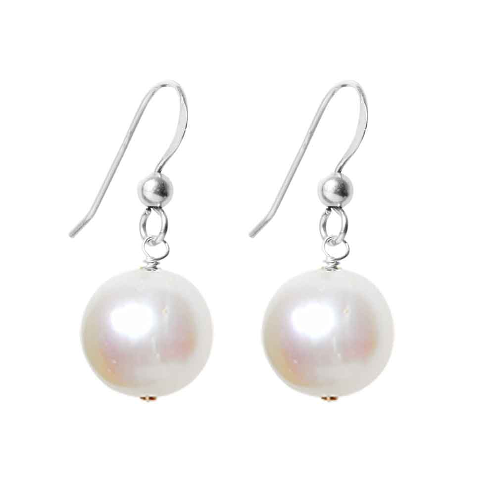 Sterling silver Pearl earrings, Sterling silver Pearl gemstone earrings, Sterling silver Pearl birthstone earrings