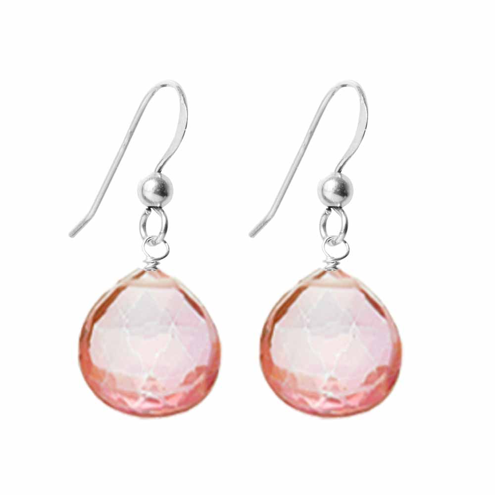 Sterling silver Pink Topaz earrings, Sterling silver Pink Topaz gemstone earrings, Sterling silver Pink Topaz birthstone earrings
