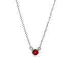 14K white gold Ruby necklace, 14K white gold Ruby solitaire necklace, 14K white gold Ruby birthstone necklace