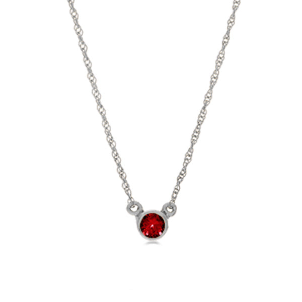 14K white gold Ruby necklace, 14K white gold Ruby solitaire necklace, 14K white gold Ruby birthstone necklace