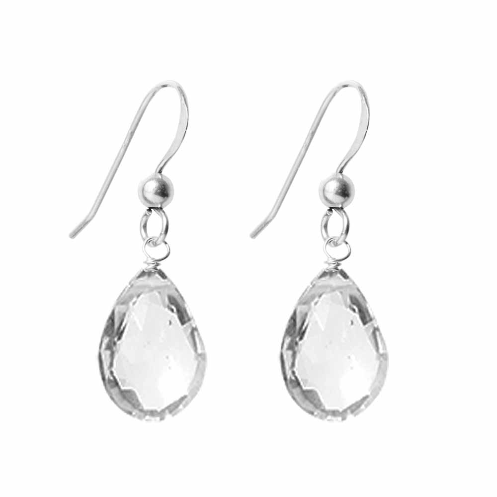Sterling silver White Topaz earrings, Sterling silver White Topaz gemstone earrings, Sterling silver White Topaz birthstone earrings