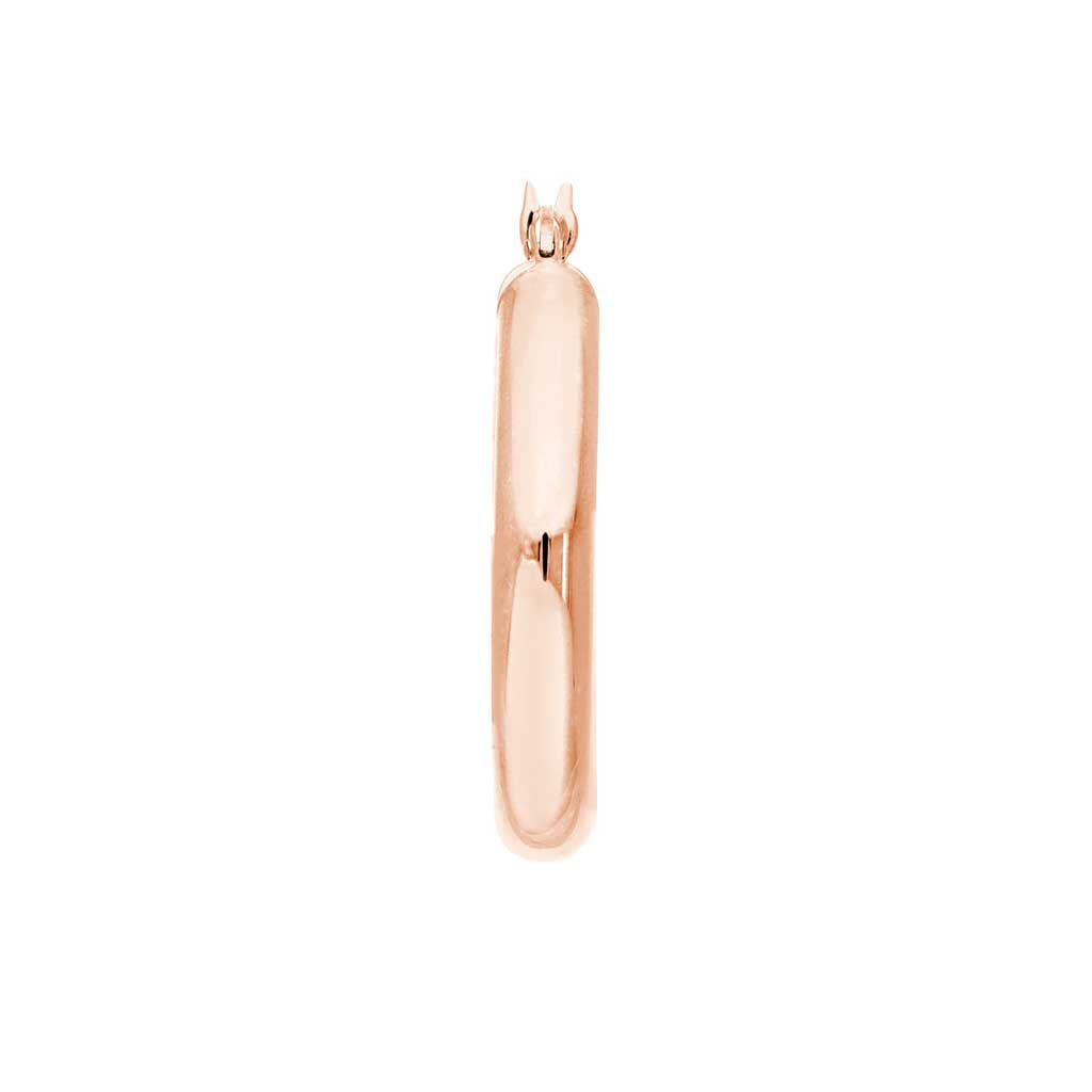 4mm gold tube hoop earrings 25mm in 14K rose gold, straight-on view variant--14K-rose-gold variant--40mm