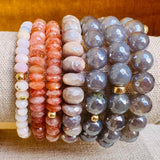 Beaded gemstone stretch bracelet with 14K gold accents (Peruvian)(Peruvian) variant--Opal-(Peruvian)