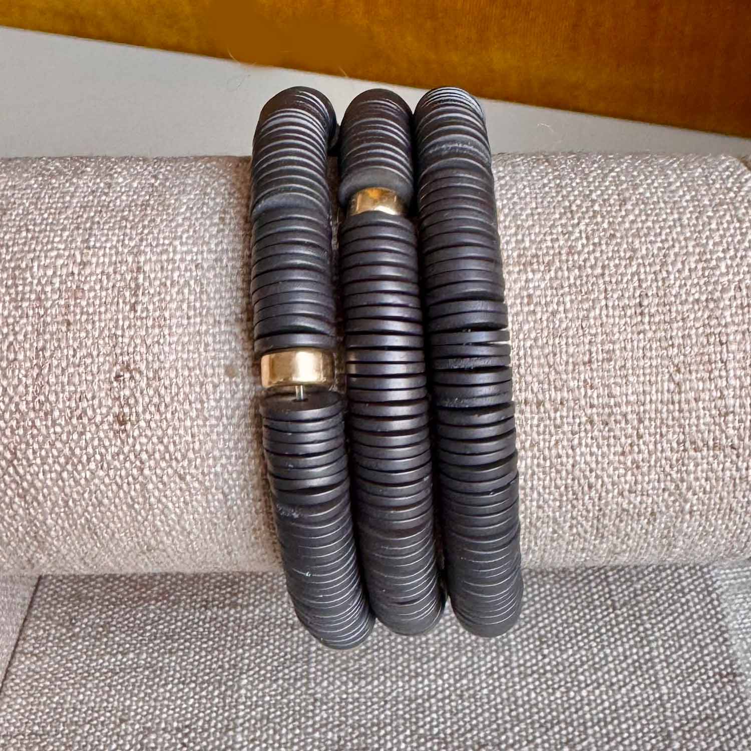 Beaded gemstone stretch bracelet with 14K gold accents variant--Heshi