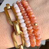 Beaded gemstone stretch bracelet with 14K gold accents variant--Sunstone