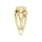 Sustainable yellow gold ring with aquamarine center stone, USA-made