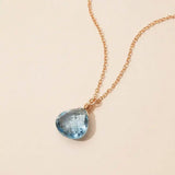 Swiss blue topaz drop necklace in gold-fill, genuine topaz pendant