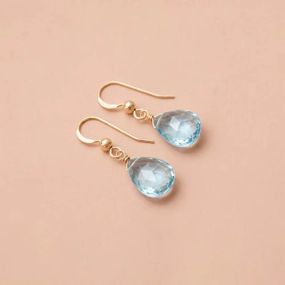 Hand crafted swiss blue topaz earring variant--Gold-fill, variant--Sterling-silver, variant--14K-yellow-gold, variant--14K-white-gold variant--Swiss-Topaz