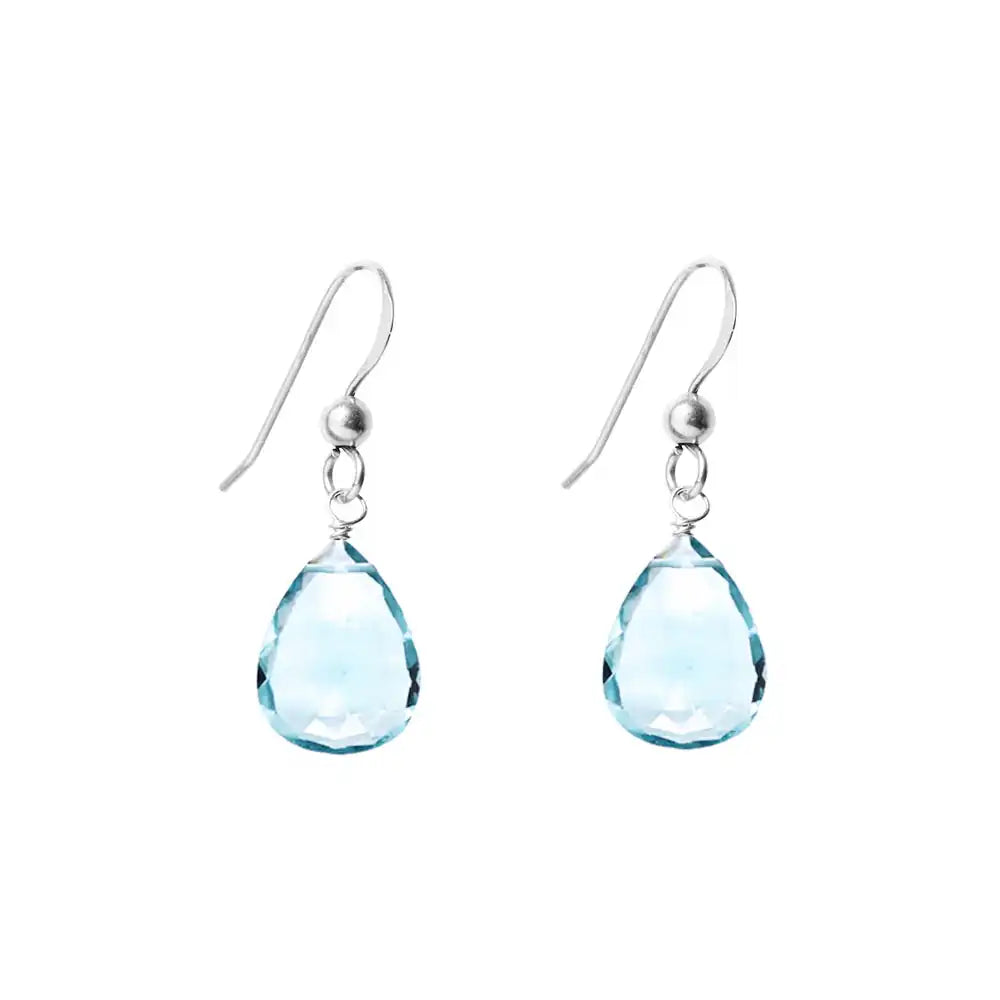 Swiss blue topaz drop earrings in solid 14K white gold variant--14K-white-gold variant--Swiss-Topaz