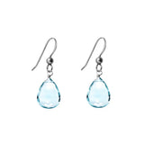 Oxidized sterling silver Swiss Blue Topaz earrings, Oxidized sterling silver Swiss Blue Topaz gemstone earrings, Oxidized sterling silver Swiss Blue Topaz birthstone earrings variant--Oxidized-sterling-silver