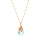 Natural swiss blue topaz pendant necklace in 14K gold-fill variant--Swiss-Topaz variant--Gold-fill