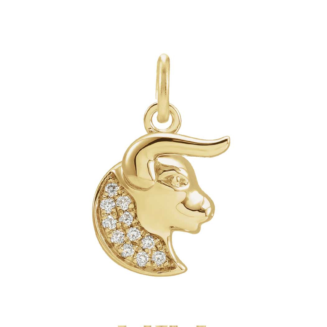 Taurus Diamond charm in 14K yellow gold.