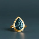 Teardrop London Blue Topaz cocktail ring in 10K gold