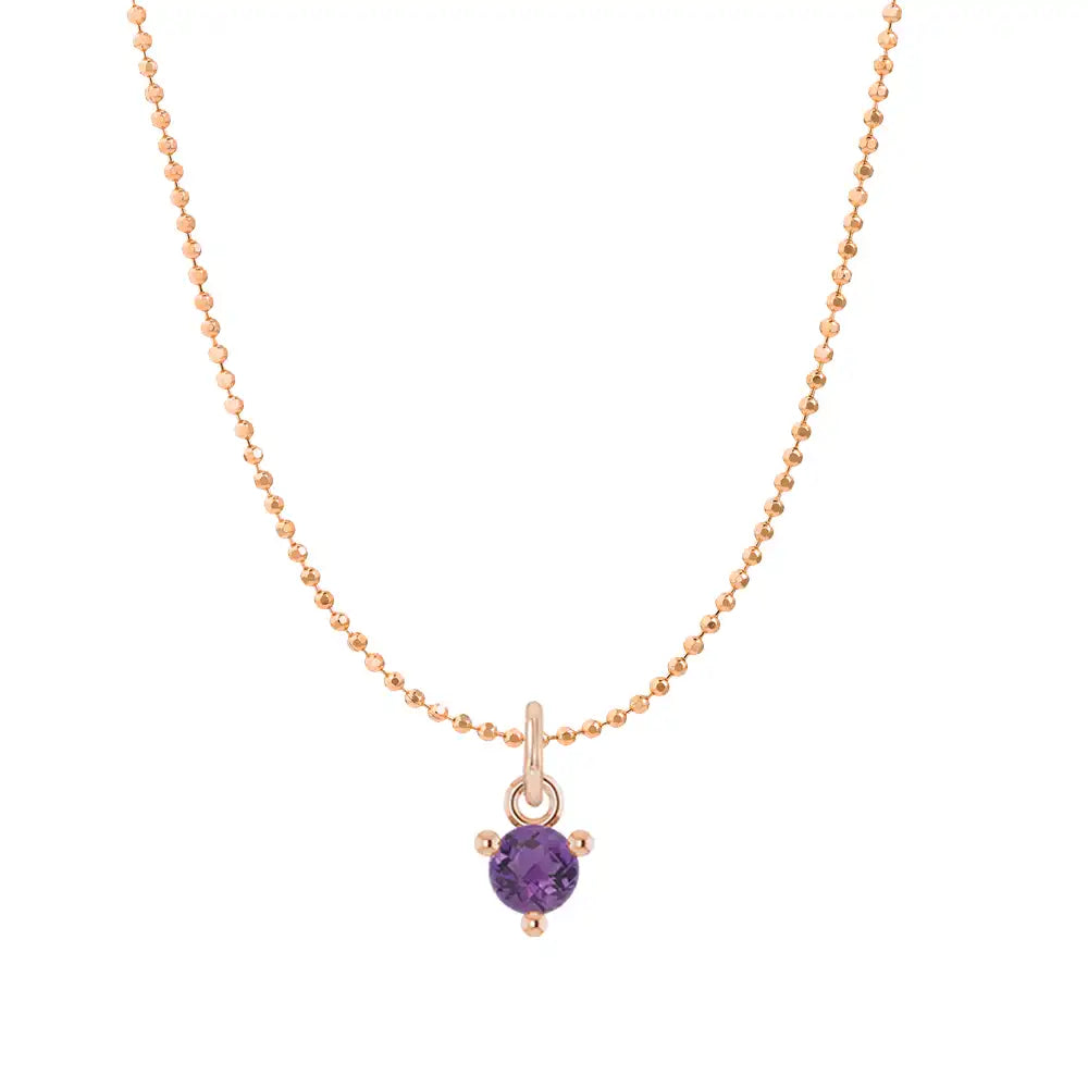 Tiny birthstone pendant necklace in 14K gold, front view