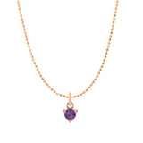 Tiny birthstone pendant necklace in 14K gold, front view
