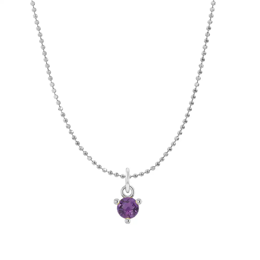 Tiny birthstone pendant necklace in 14K gold, front view