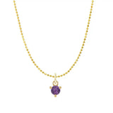 Tiny birthstone pendant necklace in 14K gold, front view