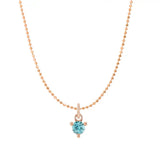 Dainty aquamarine necklace in 14K rose gold
