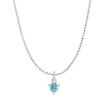 Tiny aquamarine solitaire necklace in 14K white gold