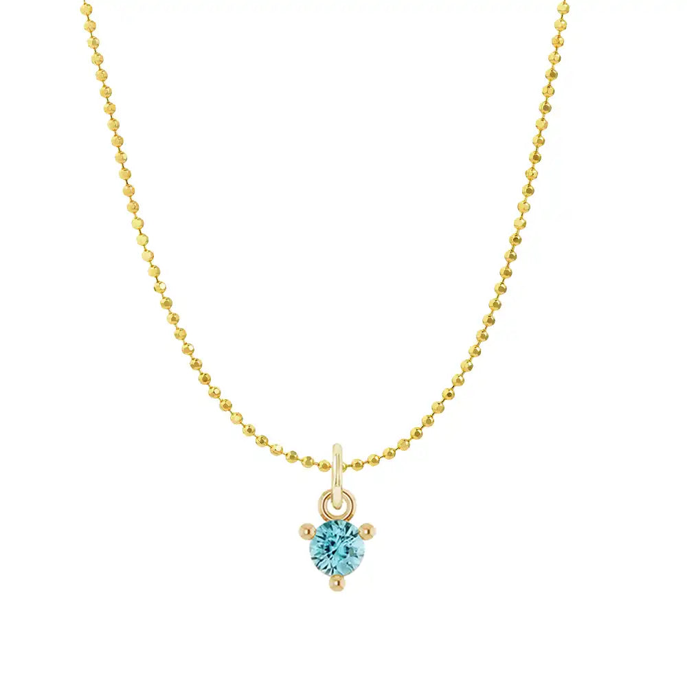 Mini aquamarine birthstone necklace in 14K yellow gold