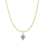 Mini aquamarine birthstone necklace in 14K yellow gold