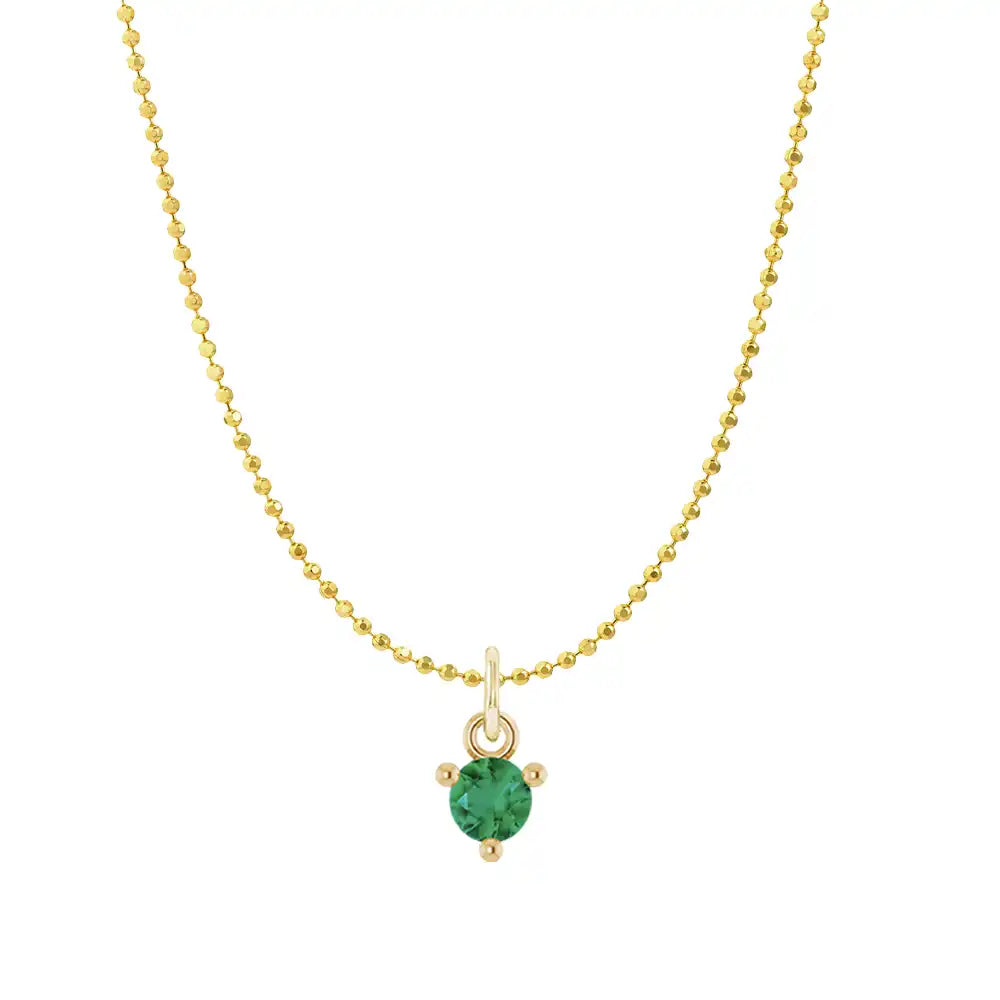 Mini emerald necklace in 14K yellow gold
