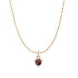 Dainty garnet necklace in 14K rose gold