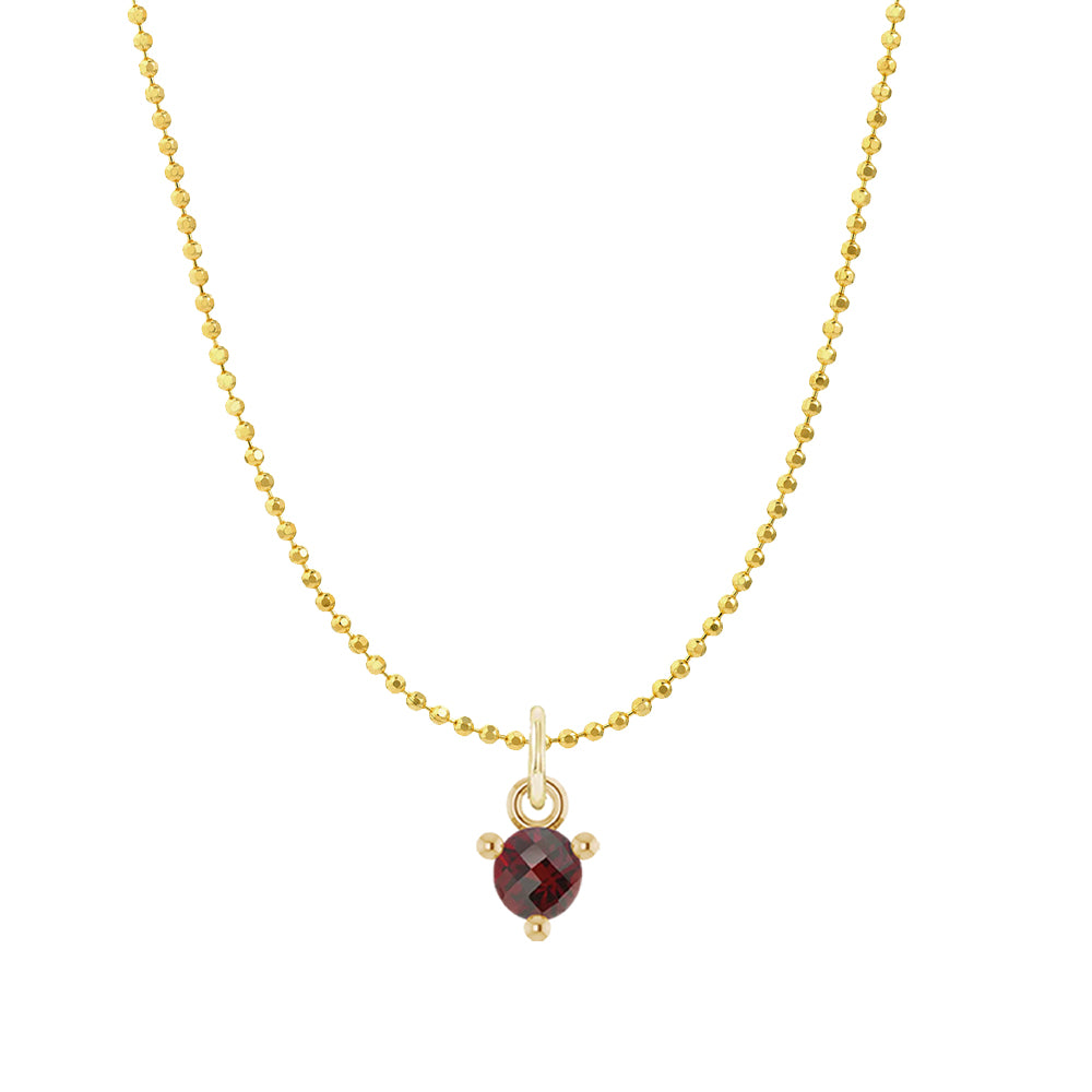 Mini garnet birthstone necklace in 14K yellow gold