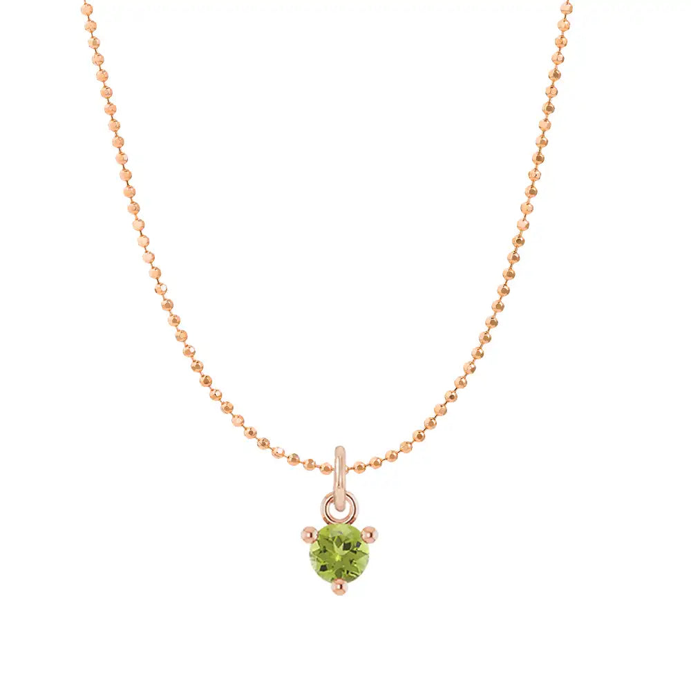 Dainty peridot necklace in 14K rose gold