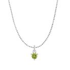 Tiny peridot solitaire necklace in 14K white gold