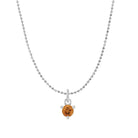 Tiny citrine solitaire necklace in 14K white gold