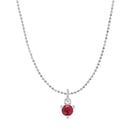 Tiny ruby solitaire necklace in 14K white gold
