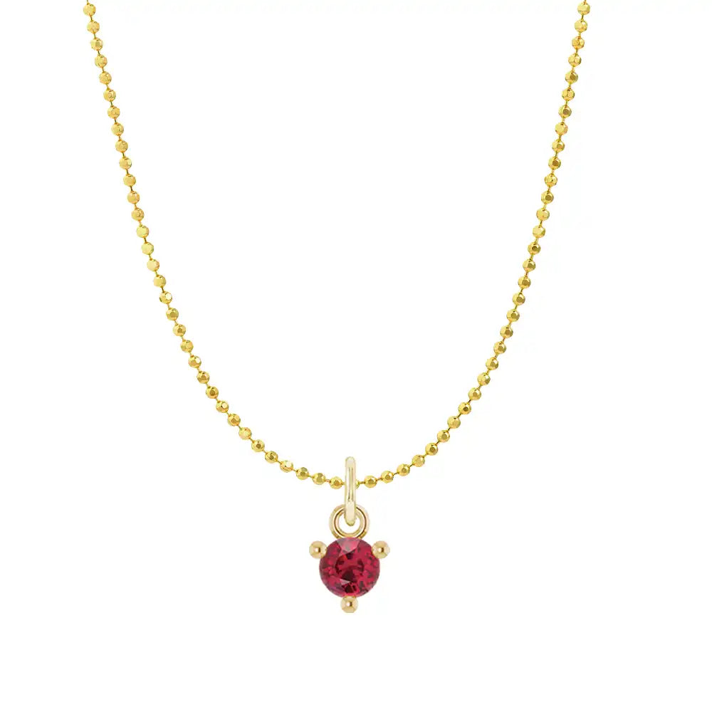 Mini ruby necklace in 14K yellow gold