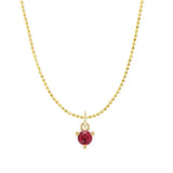 Mini ruby necklace in 14K yellow gold