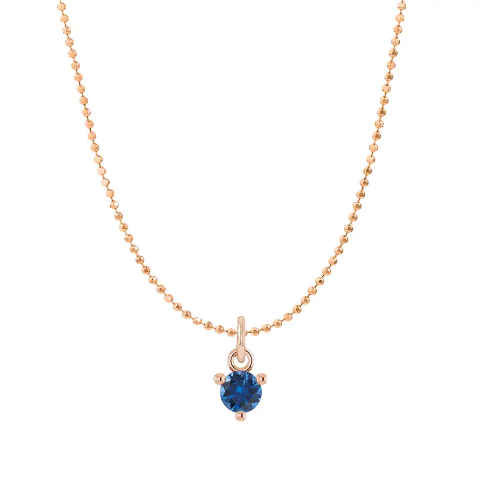 Dainty sapphire necklace in 14K rose gold