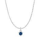 Tiny sapphire solitaire necklace in 14K white gold