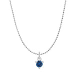 Tiny sapphire solitaire necklace in 14K white gold