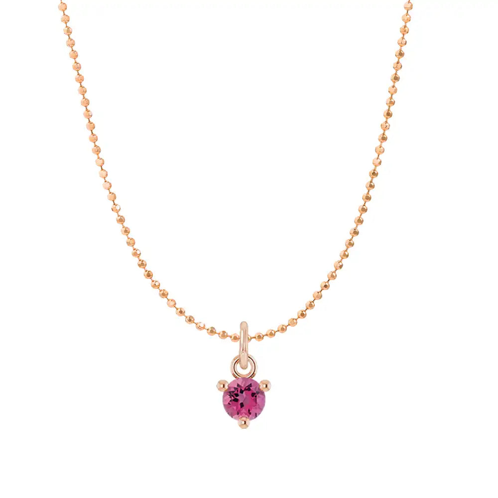 Dainty pink tourmaline necklace in 14K rose gold