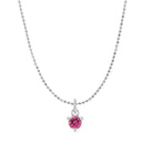 Tiny pink tourmaline solitaire necklace in 14K white gold