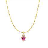 Mini pink tourmaline necklace in 14K yellow gold